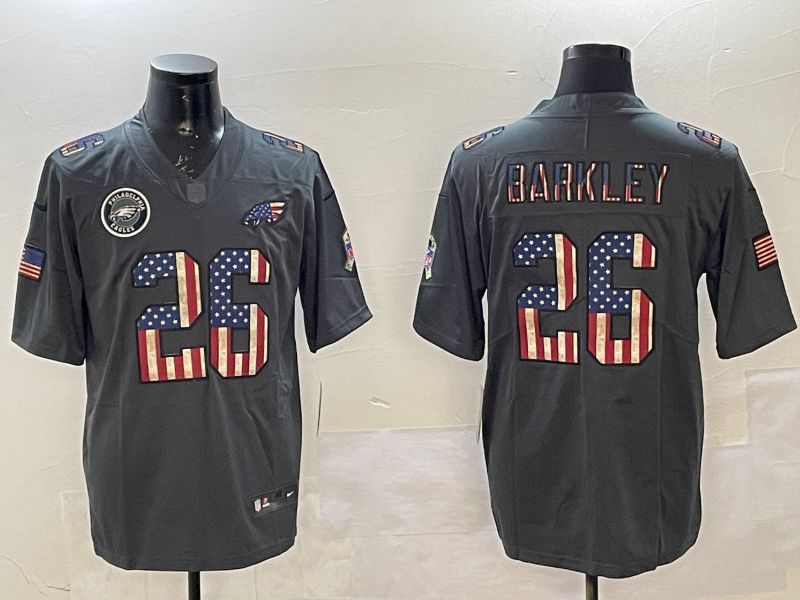 Men Philadelphia Eagles #26 Barkley Black National Flag 2025 Nike Vapor Limited NFL Jersey style 5